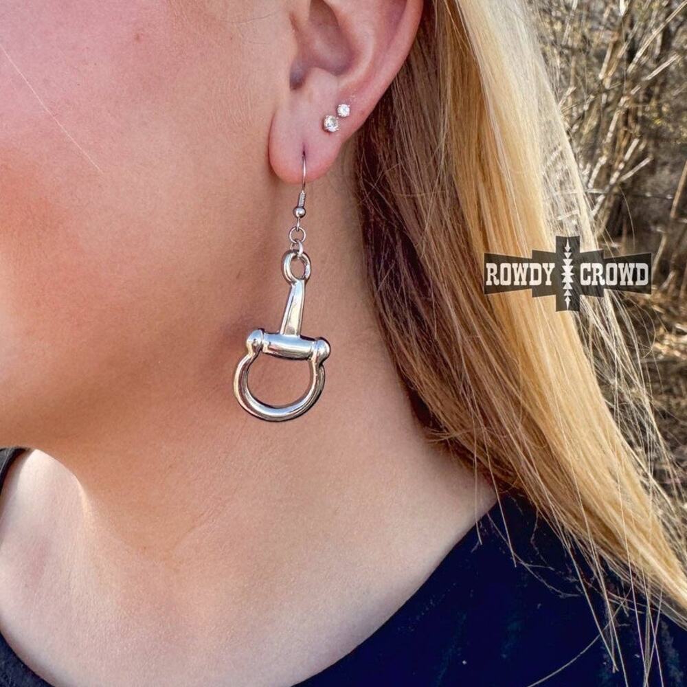Silver Horse Bit Dangle Earrings
